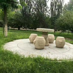 鼓式桌凳石雕，公園石桌凳