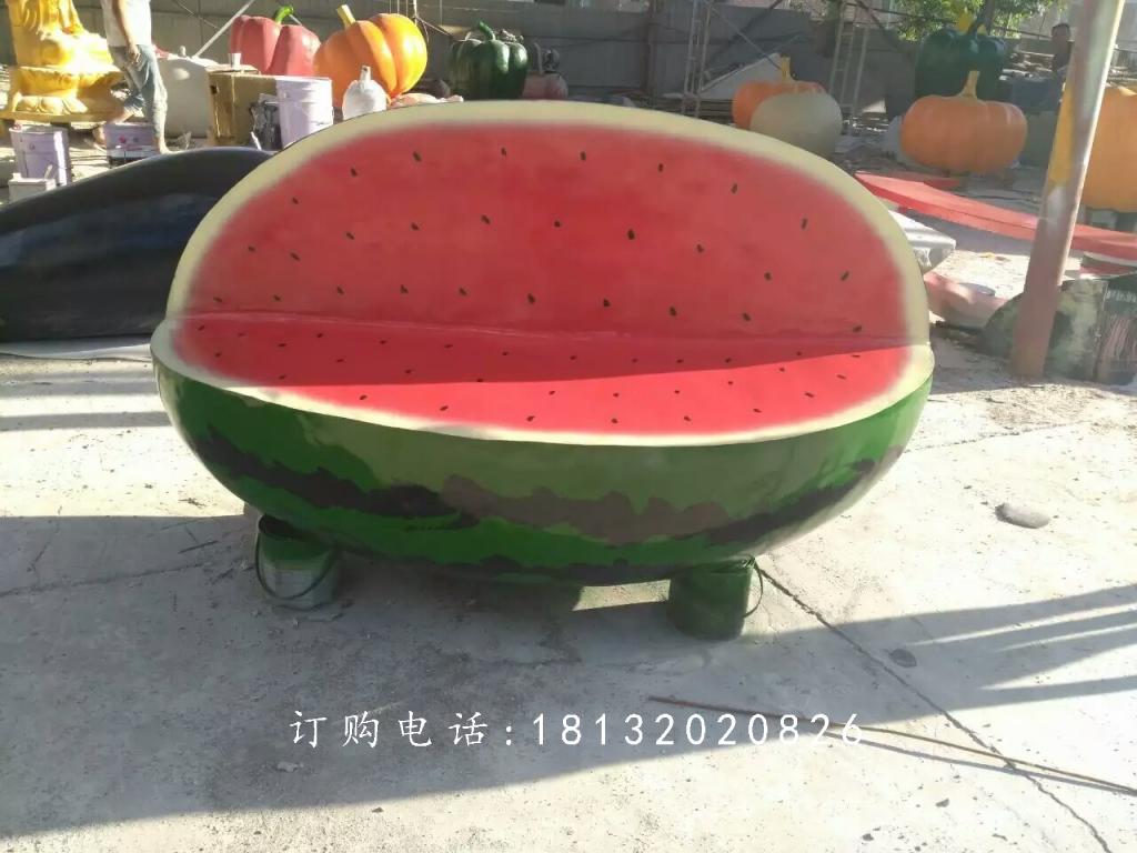 西瓜雕塑，玻璃鋼仿真水果雕塑 (1)