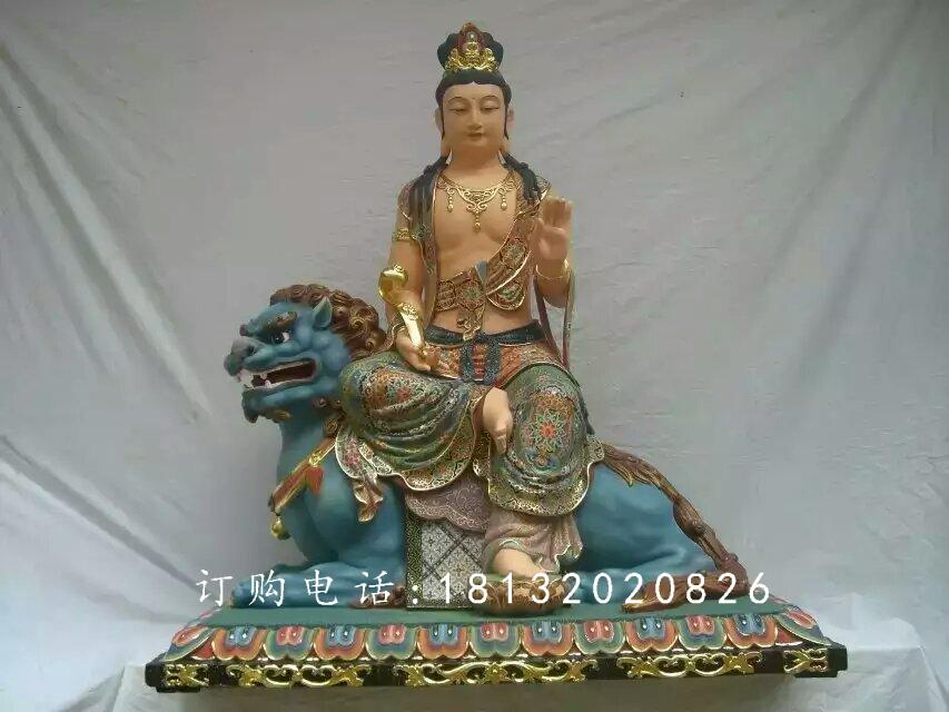 文殊菩薩雕塑，玻璃鋼彩繪佛像