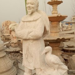 漁翁得利石雕，公園小品石雕