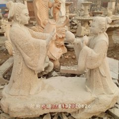 孔融讓梨石雕，公園小品石雕