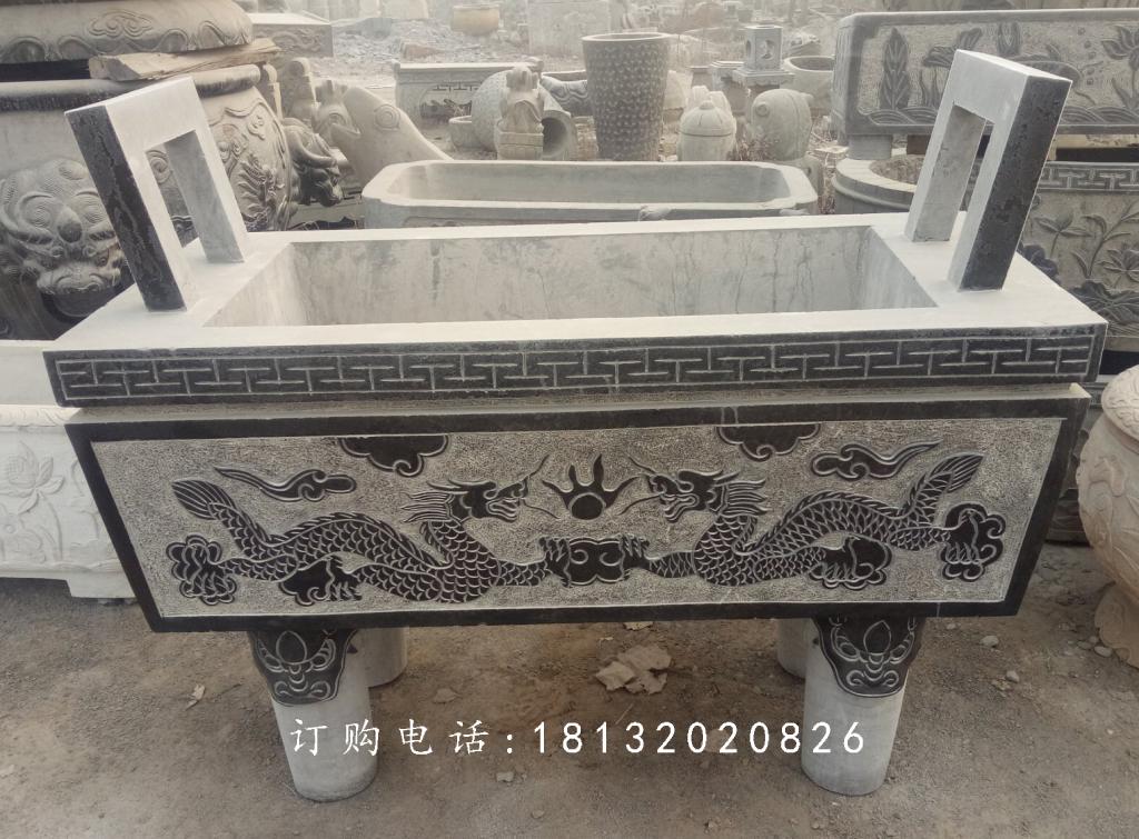 石雕香爐，青石香爐，寺廟方形香爐 (1)