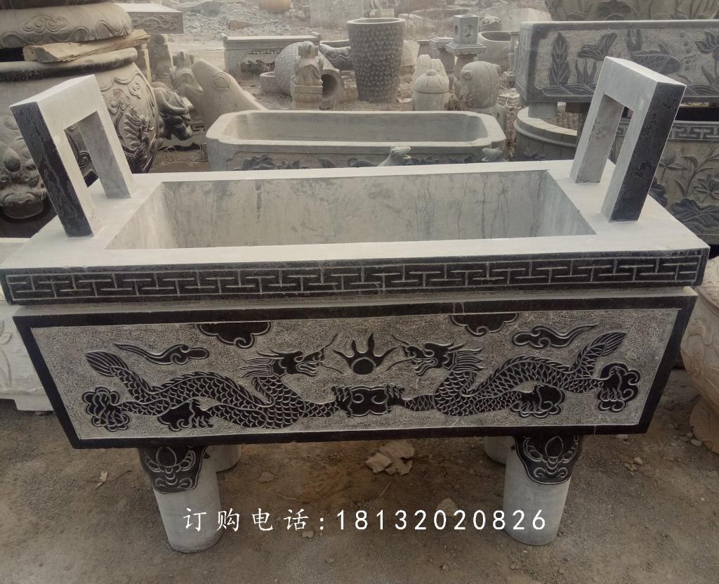 石雕香爐，青石香爐，寺廟方形香爐 (2)