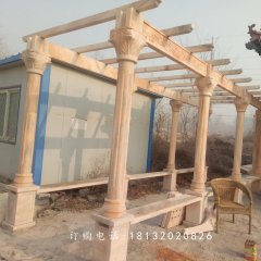 長廊石雕，晚霞紅長廊雕塑