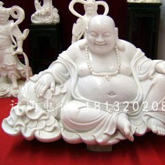 大肚佛石雕，漢白玉彌勒佛雕塑