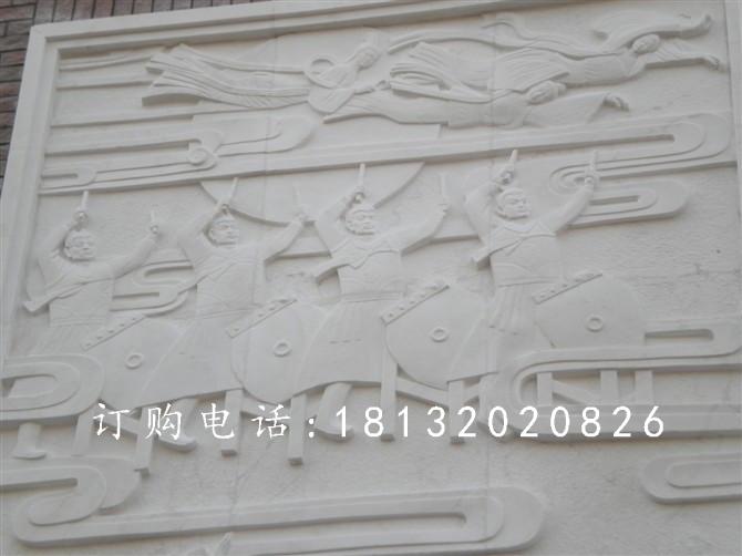 男人打鼓石浮雕,廣場人物景觀石浮雕