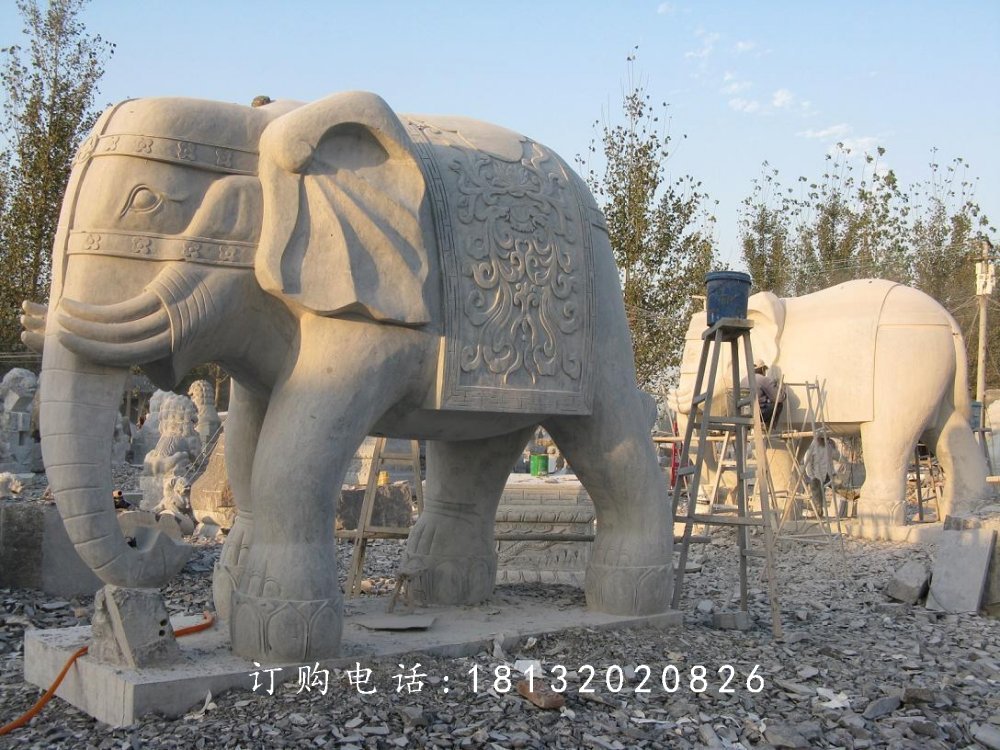 石雕大象,石雕動物雕塑