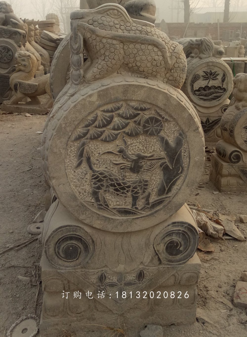金蟾石雕門(mén)墩，仿古石門(mén)墩，石雕抱鼓石