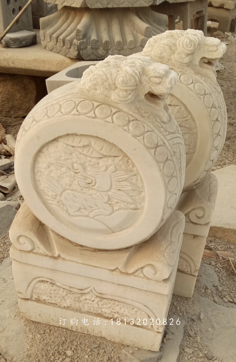 龍頭石雕門(mén)墩，抱鼓石 (2)