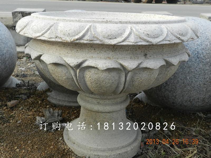 大理石花盆雕塑，公園景觀花盆石雕 (6)