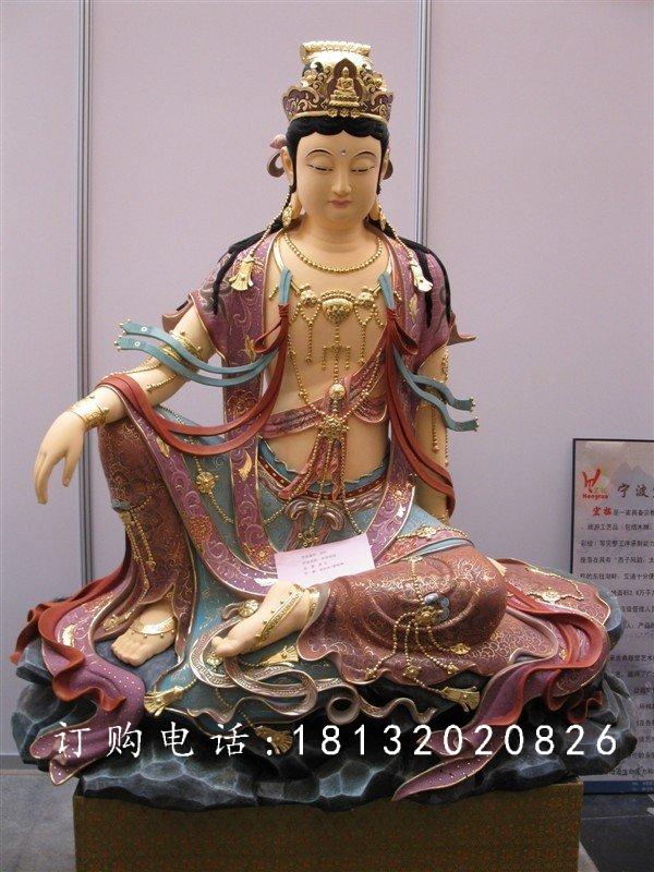 玻璃鋼觀音雕塑，坐式觀音菩薩玻璃鋼雕塑