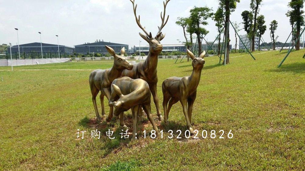 梅花鹿銅雕，園林景觀銅雕，公園動物銅雕
