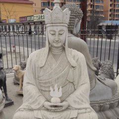 地藏菩薩石雕，大理石坐式佛像雕塑