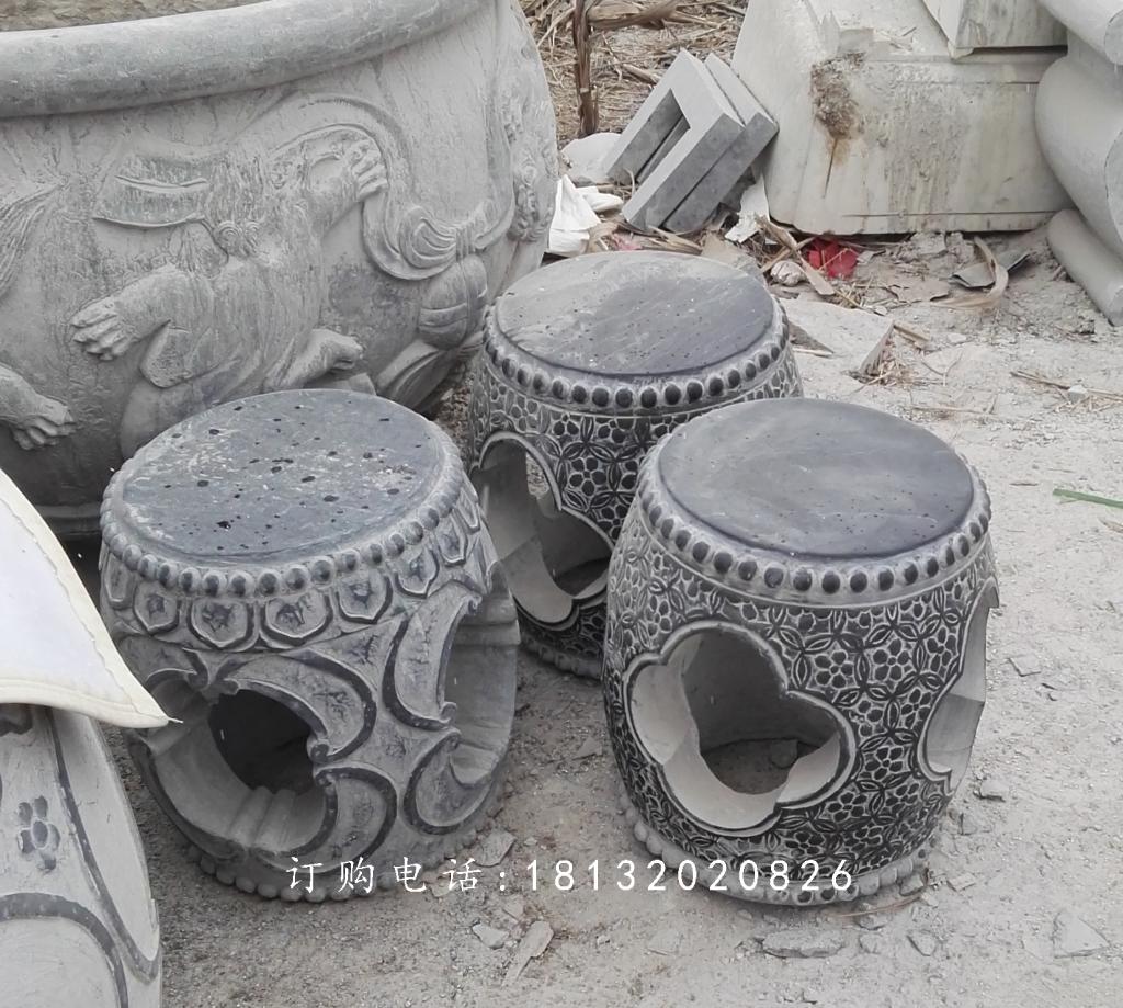 仿古石桌石凳，鼓式桌凳石雕 (2)