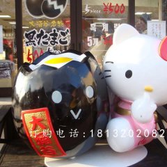 玻璃鋼kitty貓雕塑，卡通玻璃鋼雕塑