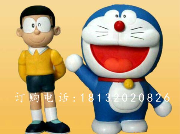 玻璃鋼大雄與多啦a夢雕塑，卡通人物雕塑