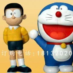 玻璃鋼大雄與多啦a夢(mèng)雕塑，卡通人物雕塑