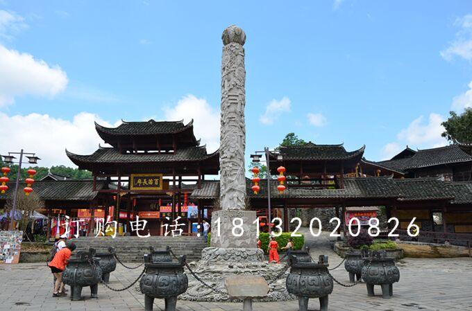 大理石柱子，迎龍柱石雕 (2)