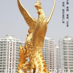 鳳之舞銅雕，鎏金銅鳳凰雕塑