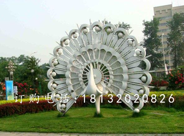 不銹鋼孔雀雕塑，公園抽象孔雀雕塑