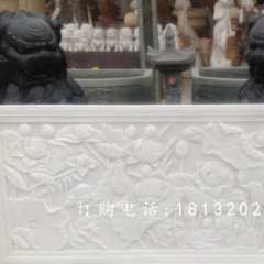 漢白玉浮雕，荷花荷葉石浮雕