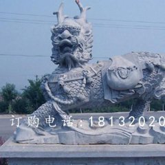 奔跑的麒麟石雕，青石麒麟雕塑
