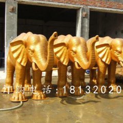 玻璃鋼大象雕塑，仿銅大象雕塑