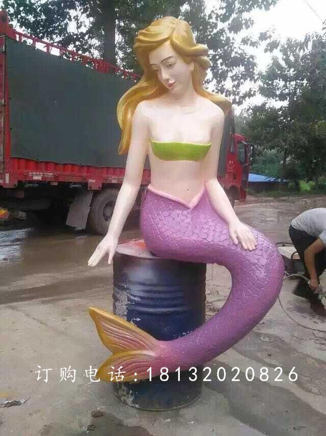 玻璃鋼美人魚雕塑,玻璃鋼彩繪雕塑 (1)