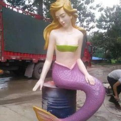 玻璃鋼美人魚雕塑，玻璃鋼彩繪雕塑