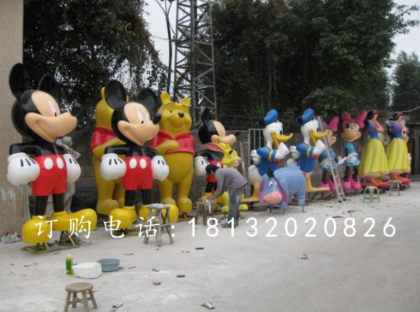 玻璃鋼米老鼠唐老鴨雕塑，卡通雕塑