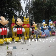玻璃鋼米老鼠唐老鴨雕塑，卡通雕塑