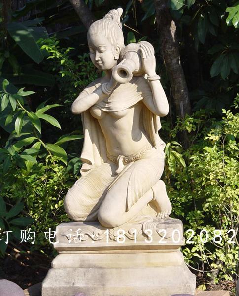 美女沐浴石雕，公園人物石雕