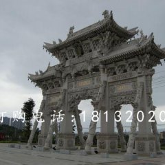 三門石牌樓，大理石牌樓雕塑