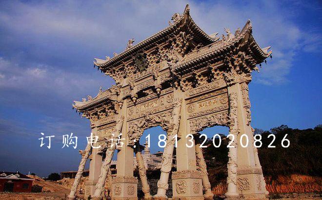 三門石牌樓，大理石牌樓雕塑 (2)