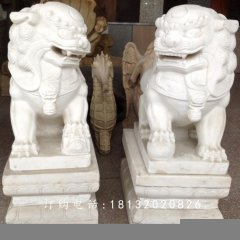 小獅子石雕，漢白玉獅子雕塑