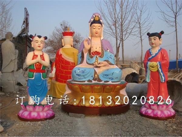 玻璃鋼觀世音雕塑，彩繪佛像雕塑