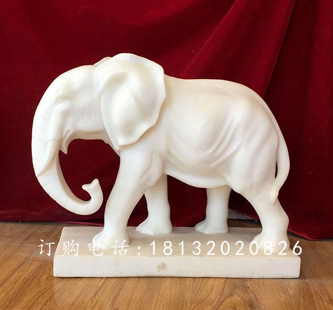 漢白玉小象雕塑，漢白玉動(dòng)物石雕