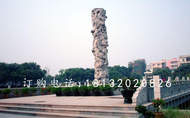 廣場(chǎng)盤(pán)龍柱石雕,大理石柱子