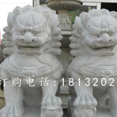 獅子滾繡球石雕，大理石獅子雕塑
