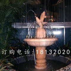 晚霞紅噴泉石雕，石雕魚噴泉