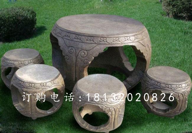 仿古石雕桌凳，庭院桌椅石雕