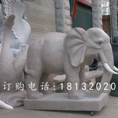 大理石小象，公園動(dòng)物石雕