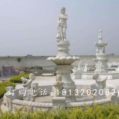 漢白玉噴泉石雕，廣場(chǎng)人物石噴泉