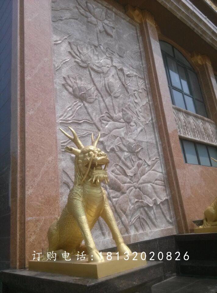 銅麒麟雕塑，鎏金銅麒麟雕塑