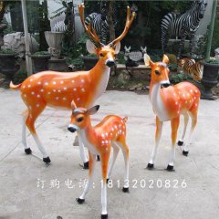梅花鹿雕塑，玻璃鋼仿真梅花鹿雕塑
