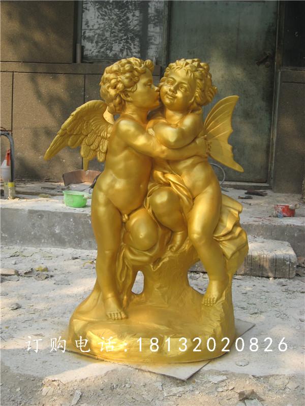 玻璃鋼小天使雕塑，玻璃鋼西方人物雕塑