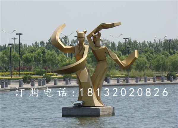 不銹鋼古代美女雕塑，抽象人物雕塑