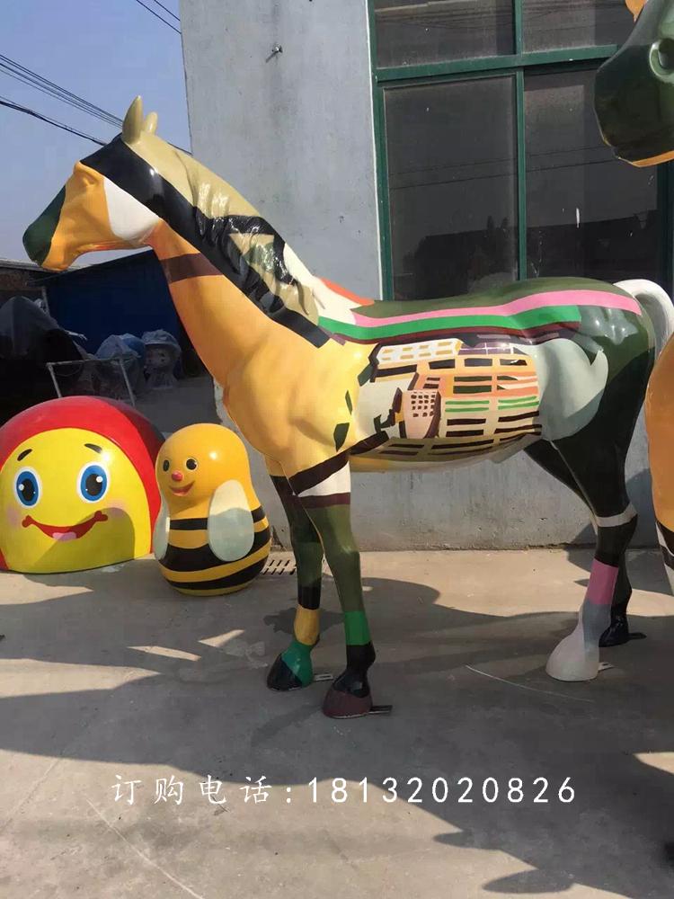 玻璃鋼彩繪馬雕塑，玻璃鋼動(dòng)物雕塑 (1)
