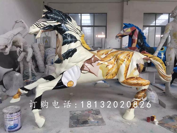玻璃鋼彩繪馬雕塑，玻璃鋼動(dòng)物雕塑 (2)