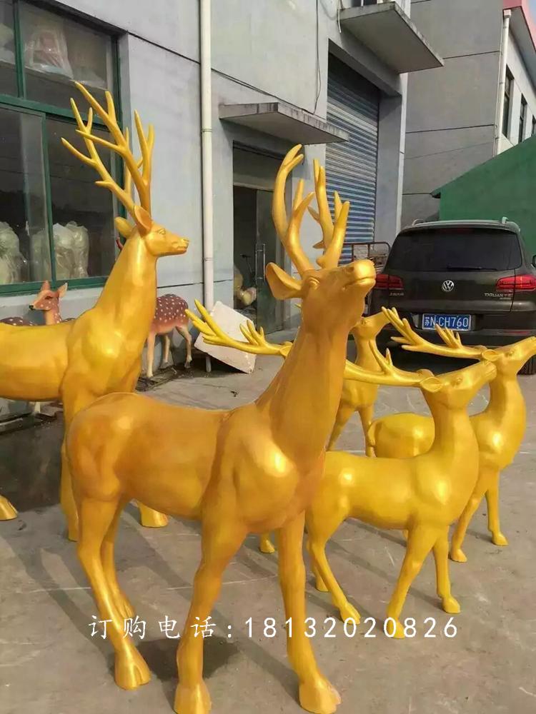 玻璃鋼仿銅鹿雕塑，馴鹿銅雕